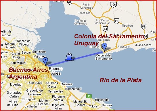 Colonia del Sacramento, Uruguay Map