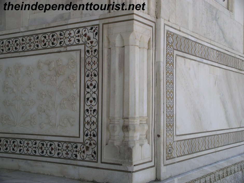 Detail of marble work at Taj Mahal.