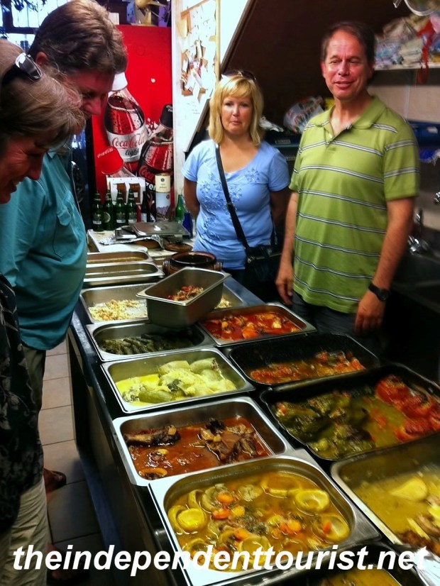Choosing dinner in Rhodes