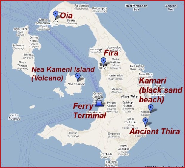 Map of Santorini Island