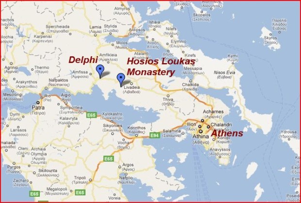 Map of day trips from Athens