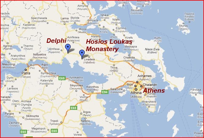 Map of day trips from Athens