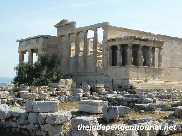 Erechtheion Temple, Acropolis, Athens, Greece.