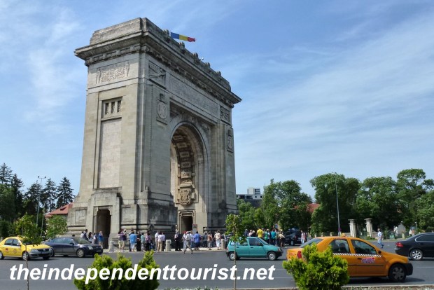 Bucharest's Triumphal Arch. Built in 1935 to commemorate the reunification of Romania in 1918. For a fee,you can climb to the top.