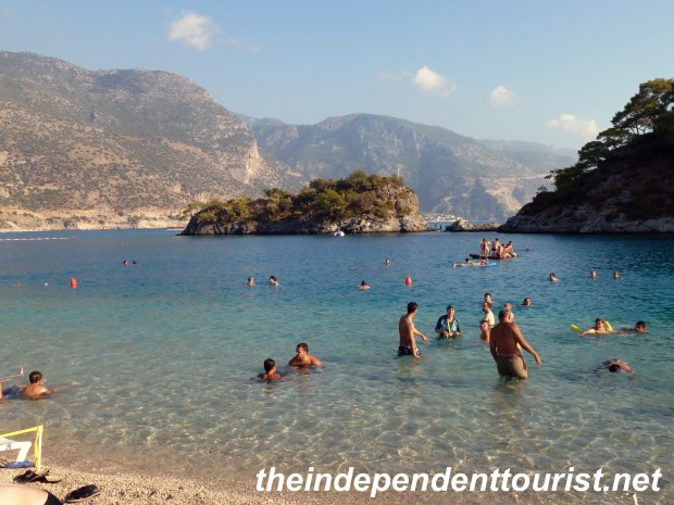The little islands protect most of the beach, making the water very calm.