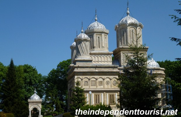 The beautiful marble exterior of the Curtea de Arges Monastery.