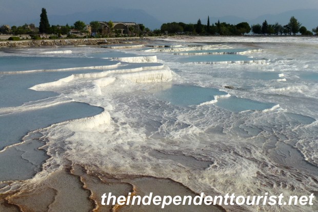 Some of the travertine terraces at Pamukkale.