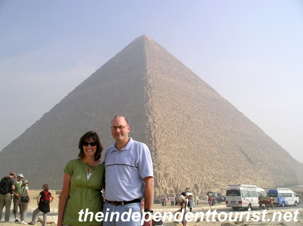 The Great Pyramid. 450 feet high. The haze is the smog of Cairo - which was very bad on the day of our visit.