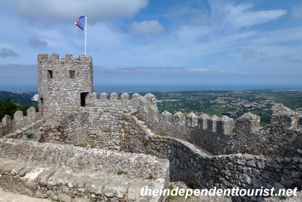 Another of the defensive towers at the Moorish Castle (Atlantic Ocean in the distance).