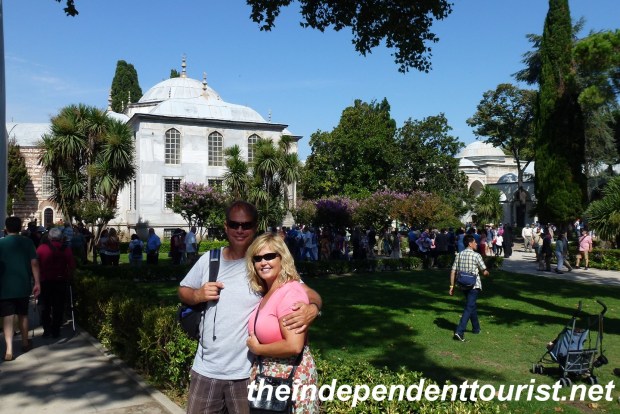 Our friends in the Third Courtyard at the palace, the Library of Ahmet III (built in 1719) is behind them.