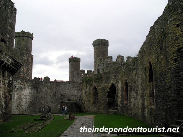 The outer ward of the castle with the great hall at the right.