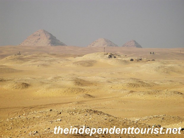 The Pyramids of Abu Sir, looking north from Saqqara. The most northern one, Pyramid of Sahure, was open to tourists at the time, not sure if it still is.
