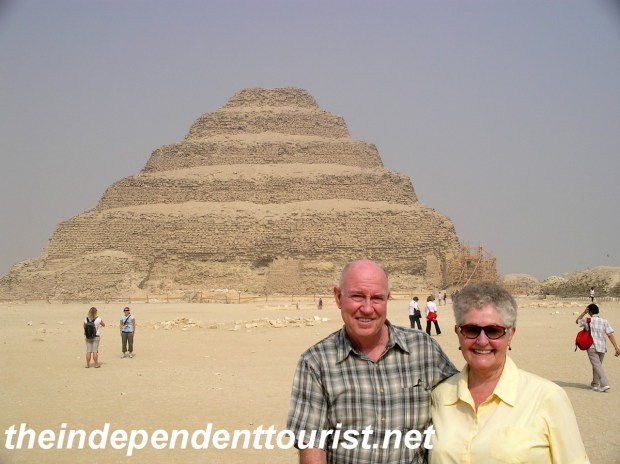 My in-laws in front of the Step Pyramid. The pyramid's interior is not open or safe enough for visitors.