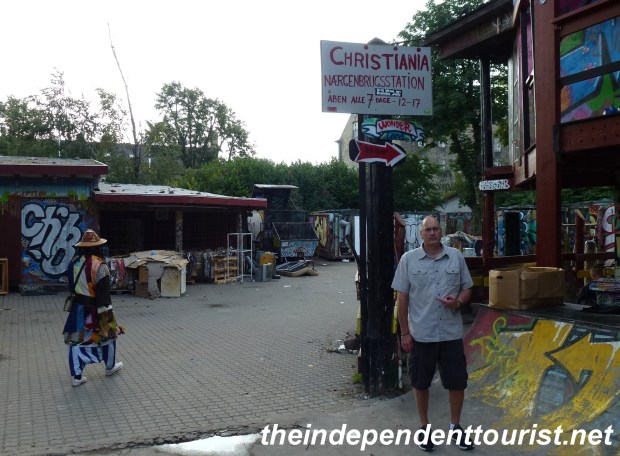 One of Christiania's residents on the left side of the picture.