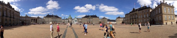 A panoramic view of Amalienborg Palace and Courtyard.