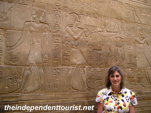 A chamber of the Luxor Temple with hieroglyphic writings.