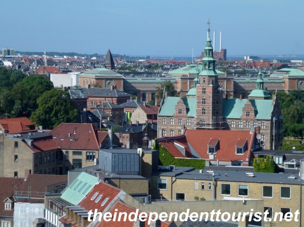 View of Rosenborg Castle (center right) from the Round Tower.