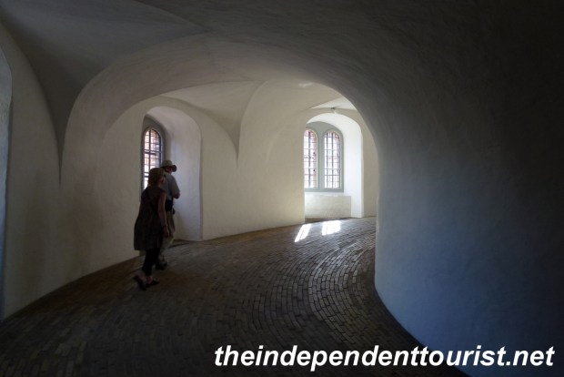 The sloping circular walkway winds its way to the top of the Round Tower.