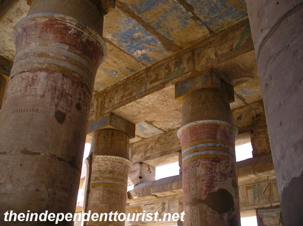 Remants of the original paintings in the Great Festival Hall of Tuthmosis III.