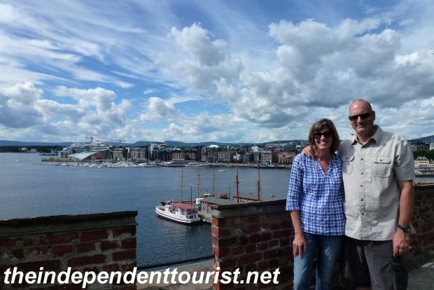 A view of Oslo's harbor from Akershus Fortress.