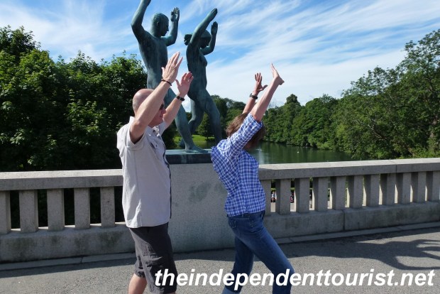 Doing our best impression of the bronze sculptures.