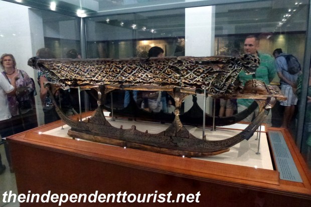 The museum has many other artifacts in addition to the ships. This beautifully carved sled is from the 9th century.