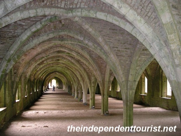 The lay person refectory (dining/dormitory area) and storage area at Fountains. Nearly intact from medieval times.