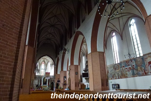 Interior of the 14th century Kwidzyn Cathedral. There are many well preserved frescoes (note opposite wall).