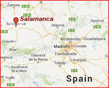 Salamanca is northwest of Madrid.