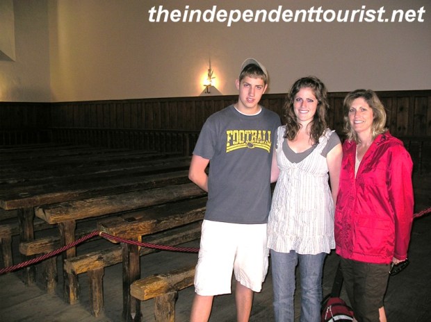 The 13th century student seating in this lecture hall is original.