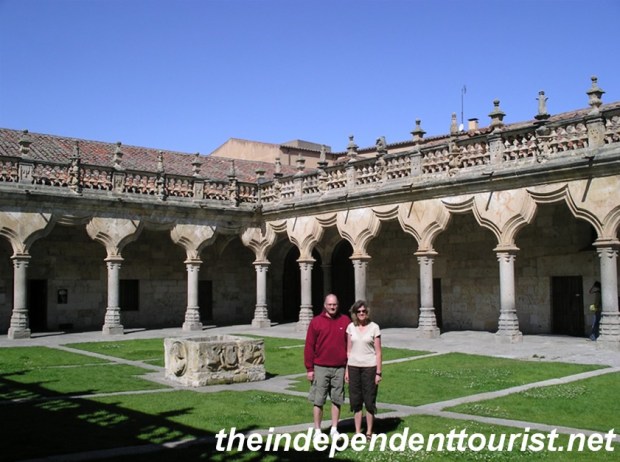 The elegant courtyard of Salamanca University.