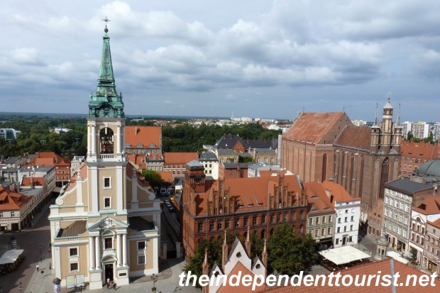 A view from the Toruń Town Hall Tower - The huge, late 13th century St. Mary's Church is on the right.