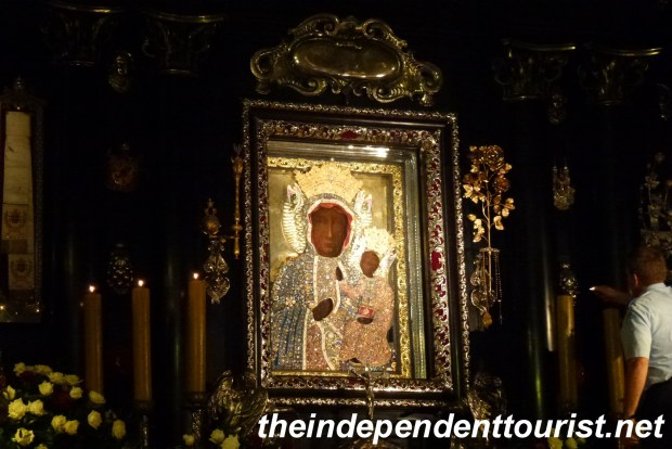 The Black Madonna painting. It's apparently black from centuries of soot. No one really knows for sure of its origin, but it is credited with saving the town during the Swedish aggression in the 1600's.