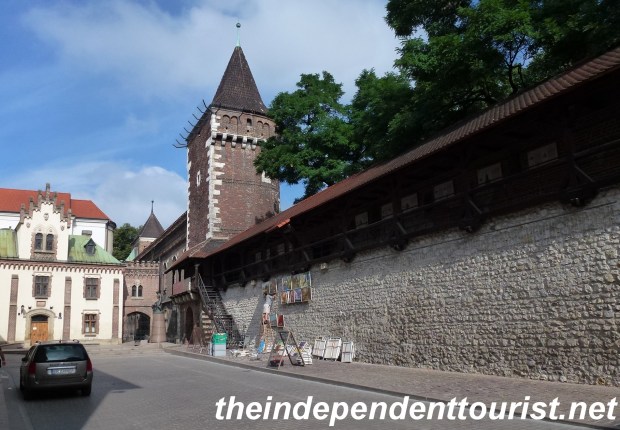 Part of the old city walls, near the Florian Gate, the only one of the eight original gates remaining.