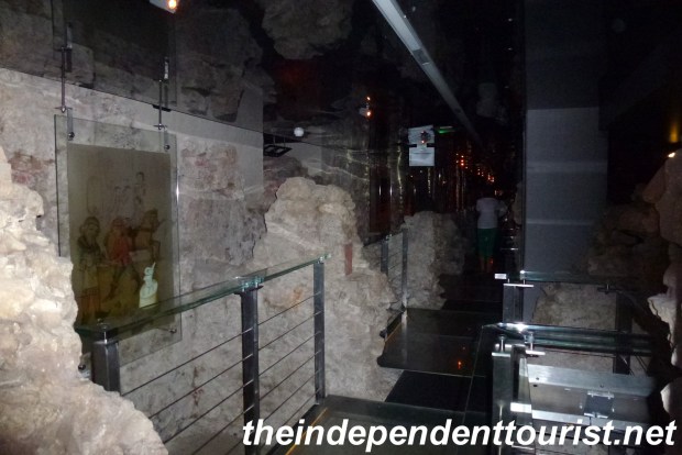 A view of some of the medieval ruins in the extensive underground displays. Hard to get good photos, pretty dark down there.