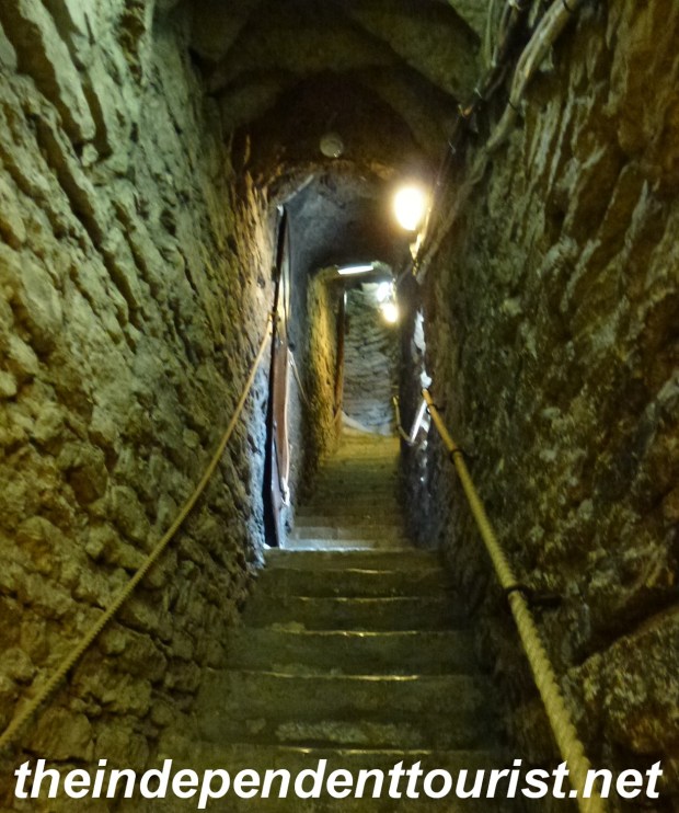 Taking the stairs up the tower at St. Olav's Church.