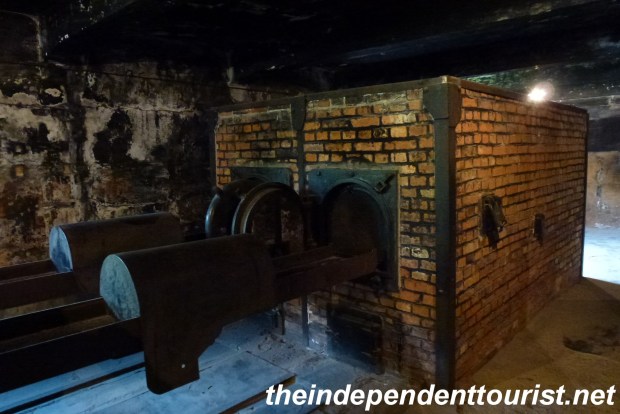 The ovens at Auschwitz I, which each could burn 2-3 corpses at a time and up to 350 per day. In July 1943, the burning of corpses stopped as the killing operations were moved to Auschwitz II.