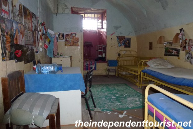 One of the cell areas - note the bedding and pillows still in place.