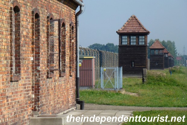 Guard towers along the 12 kilometers of fence at the camp.