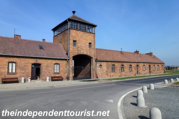 The main gate to Auschwitz-Birkenau. The trains full of Jews and others from across Europe would stop either outside this gate or pass through to unload their unfortunate passengers.