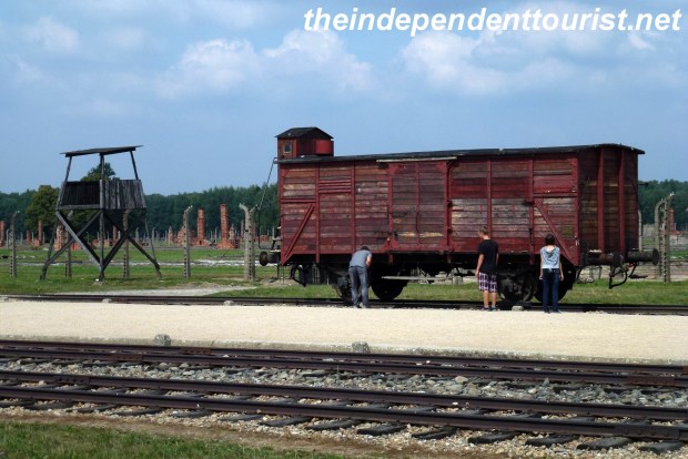 An example of a freight car that would bring the prisoners to the camp. The prisoners would unload at this spot after long and cramped journey, and after a quick examination, most would be herded to the gas chambers.