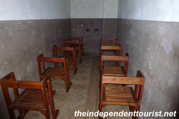 Prisoners would wait in these chairs for questioning, sometimes for days. They were not allowed to fall asleep, talk or move. If you violated the rules you might be beaten to death.