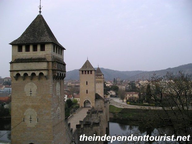 Another view of the bridge (Pont Valentre) in Cahors.