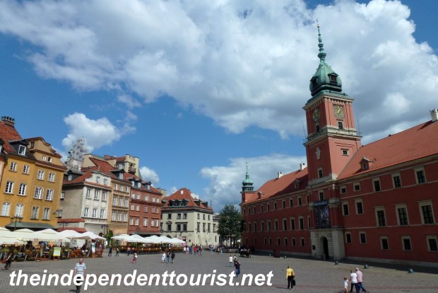 The Royal Palace (on the right) is at the entrance to Warsaw's Old Town. It has been reconstructed since World War II.