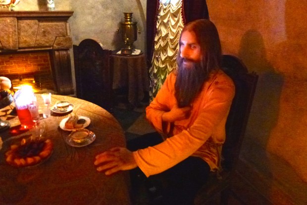 This parlor was the setting of the last meal and murder of Rasputin. He wielded too much influence and was greatly feared. Invited to a meal at the Yusupov Palace, he was given enough poison with his food to kill five men, and yet was not fazed. He was also shot several times, and still had enough strength to try to escape. He finally died in a courtyard outside the Palace.