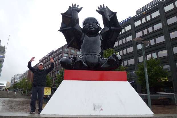 The Angel-Demon sculpture in Helsinki.