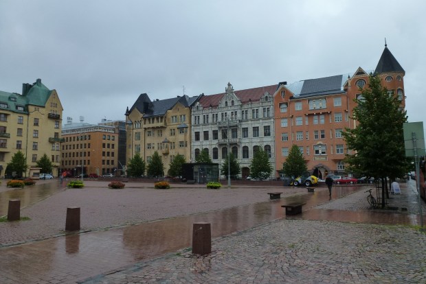 A view of a Swedish-influenced street in Helsinki.