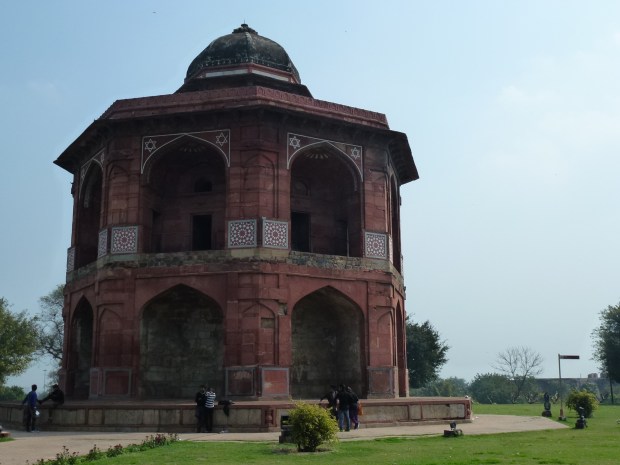 The Sher Mendal in Purana Qila. Humayun used this building as a library. In 1556, he heard the call to prayer, and in a hurry, he fell and sustained major injuries while on his way down the stairs. He died 3 days later.