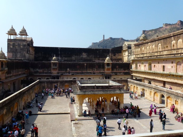 The courtyard of the Palace of the Raja Man Singh, one of the four main sections of the Amber Fort.