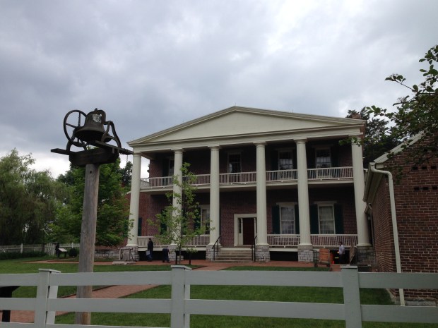 The back porch and yard of The Hermitage mansion. This side faces the plantation fields and the working areas.